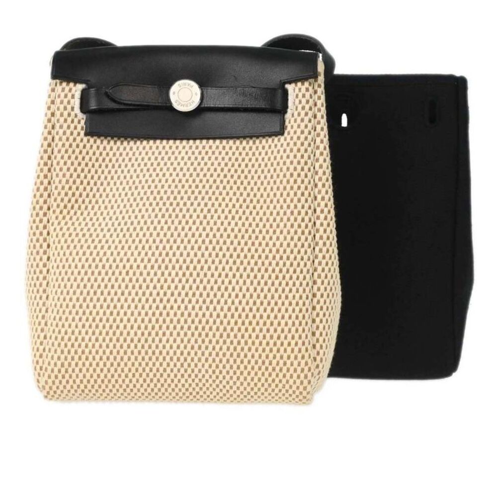 Hermes Herbag Toile And Leather Beige Canvas Handbag